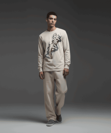 Breakthrough Regular Long-Sleeved T-Shirt in Bone