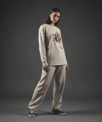 Dominate Regular Long-Sleeved T-Shirt in Bone