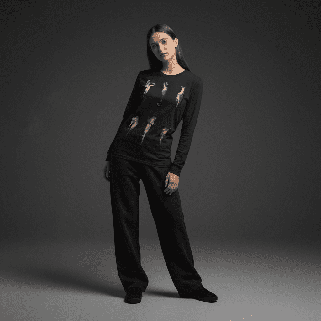 Euphoric Regular Long-Sleeved T-Shirt in Black Euphoric Regular Long-Sleeved T-Shirt in Black