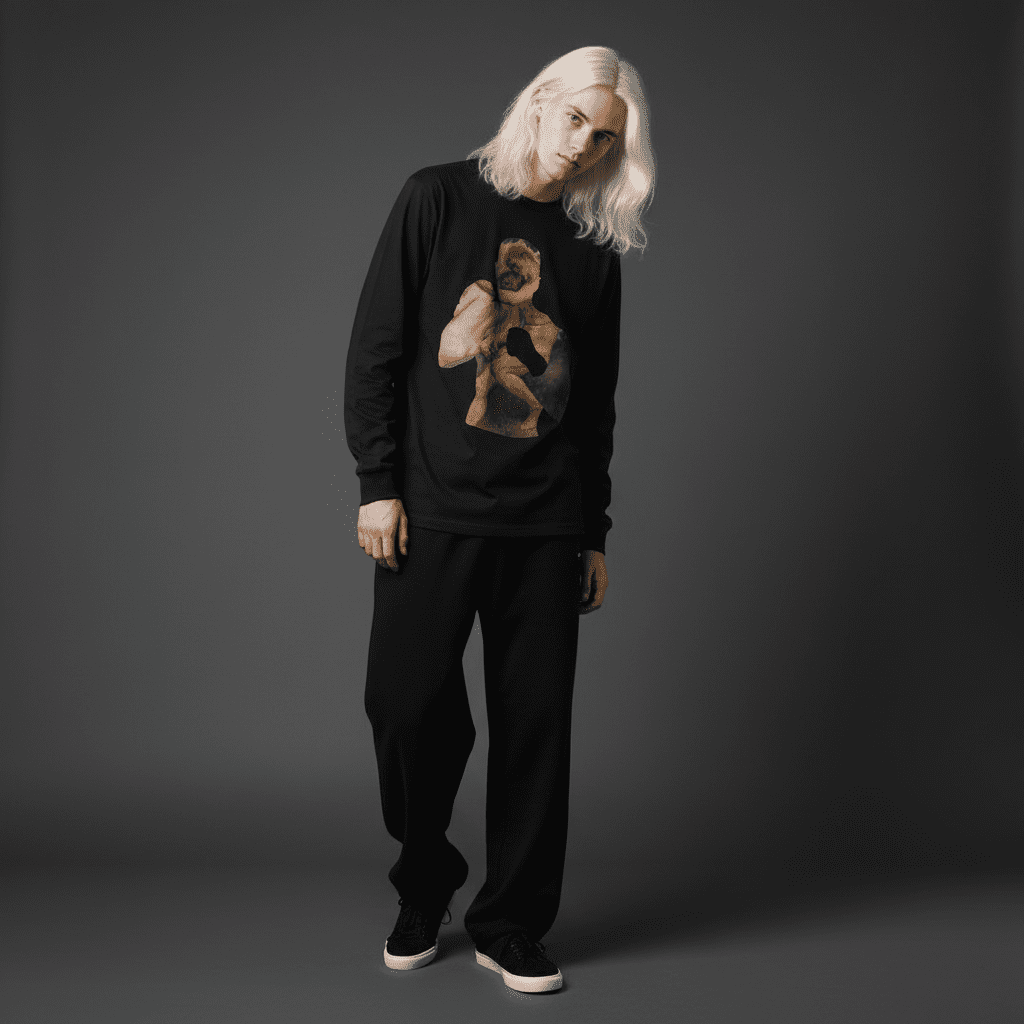 Fight Regular Long-Sleeved T-Shirt in Black Fight Regular Long-Sleeved T-Shirt in Black