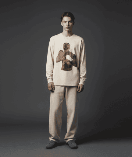 Fight Regular Long-Sleeved T-Shirt in Bone