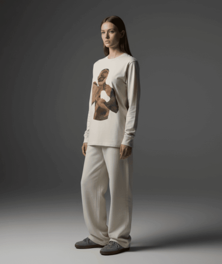 Fight Regular Long-Sleeved T-Shirt in Bone