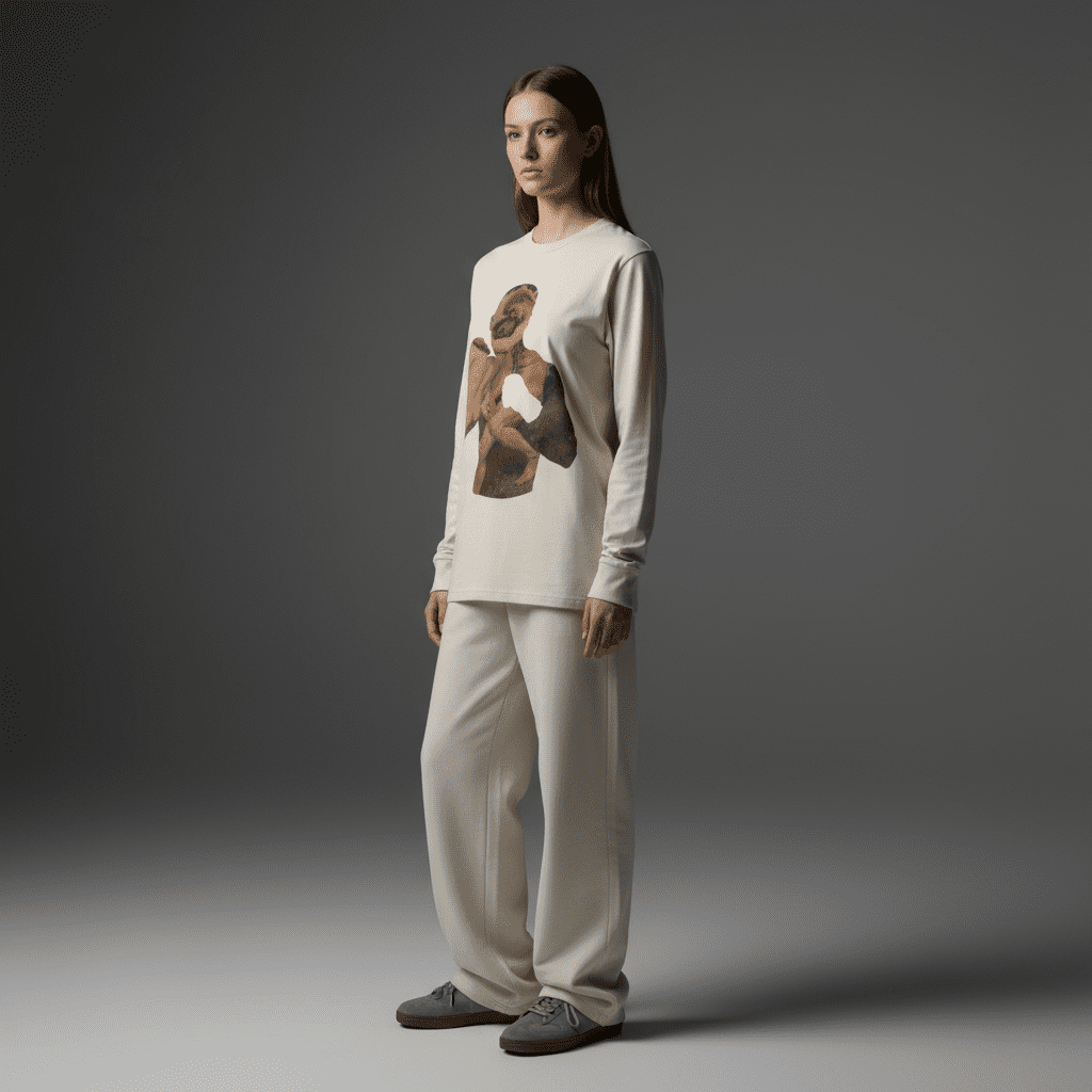 Fight Regular Long-Sleeved T-Shirt in Bone Fight Regular Long-Sleeved T-Shirt in Bone