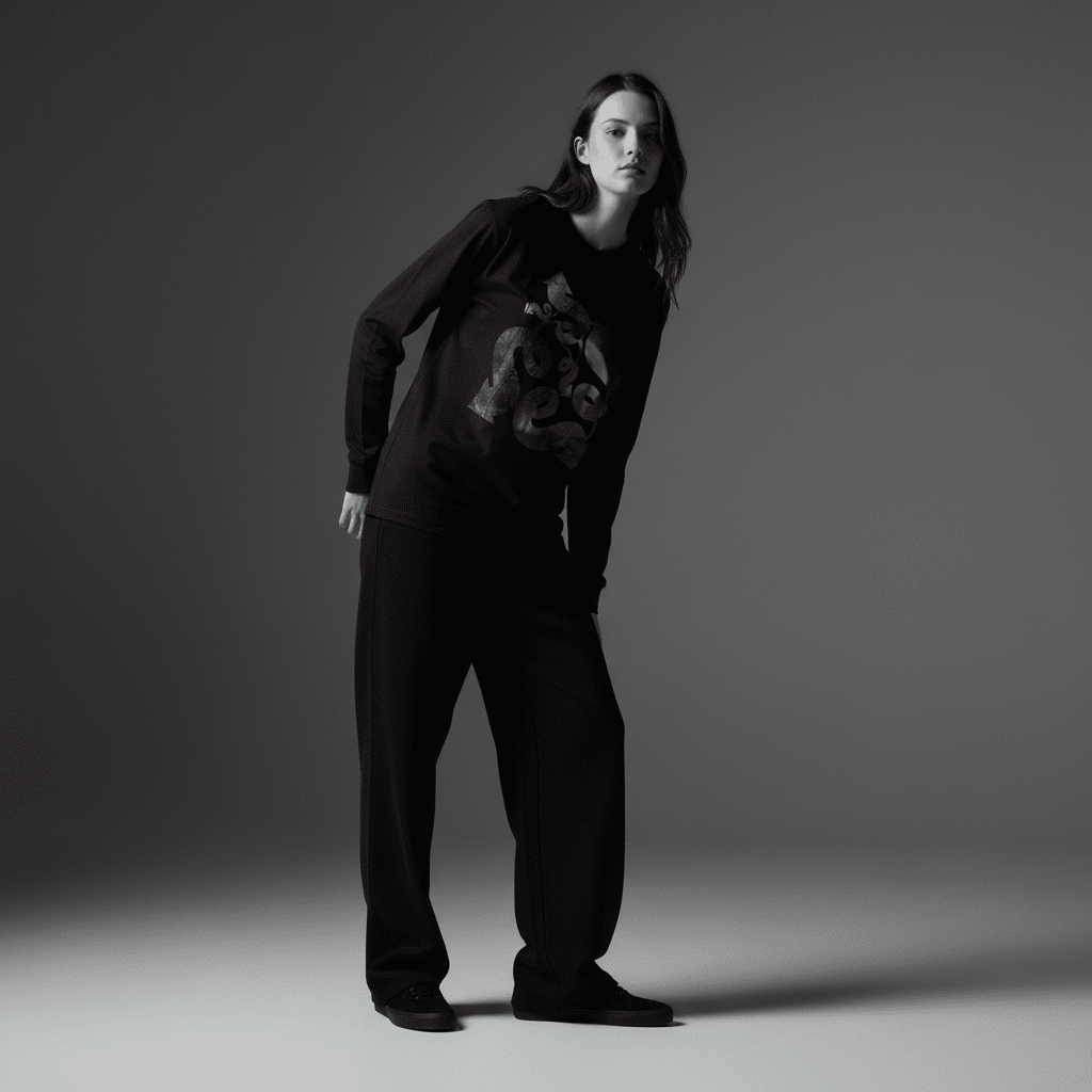 Genius Regular Long-Sleeved T-Shirt in Black Genius Regular Long-Sleeved T-Shirt in Black