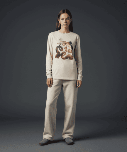 Genius Regular Long-Sleeved T-Shirt in Bone