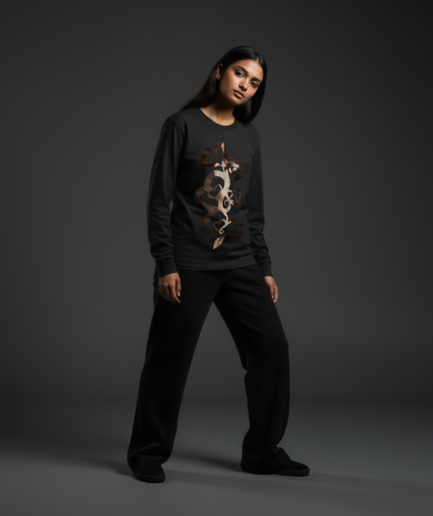 Adorable Regular Long-Sleeved T-Shirt in Black