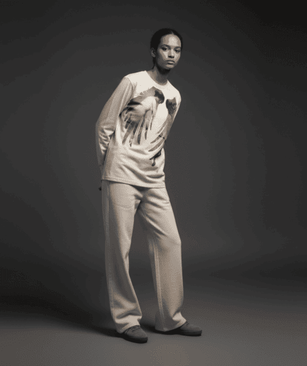 Sinful Regular Long-Sleeved T-Shirt in Bone