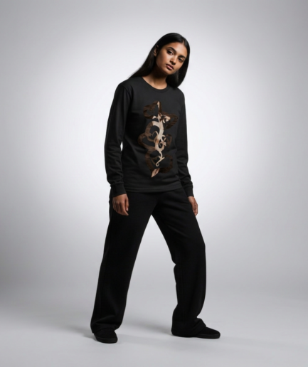 Adorable Regular Long-Sleeved T-Shirt in Black
