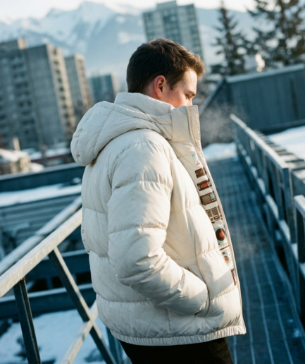 Mixed Media Snow Puffer Jacket